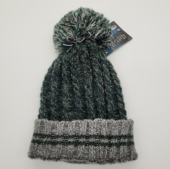 HARRY POTTER | Slytherin knit heathered pompom beanie toque winter hat - Picture 5 of 8